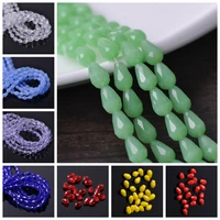 teardrop pear shape faceted solid colors crystal glass 5x3 7x5 12x8mm 15x10mm 18x12mm loose crafts beads for jewelry making diy