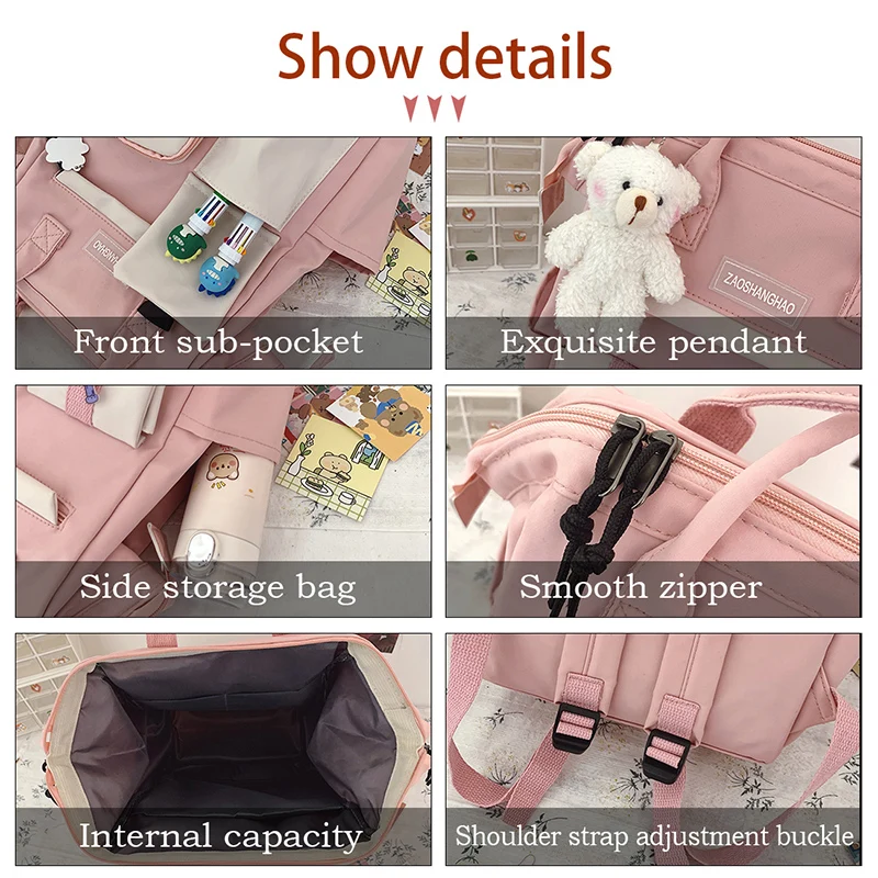 

2021 Women's Bag Nylon Candy Color Backpacks Female Fancy High School Bags Preppy Backpack For Teenage Girl Cute Travel Rucksack