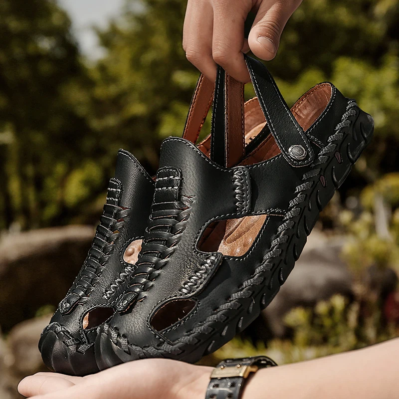 

Sandalet Erkek Sandalias Playa Hombre Sandale Homme Cuir Ete Sandalen Heren Piel Work Sandals Sport Cuero Sandalia Masculino