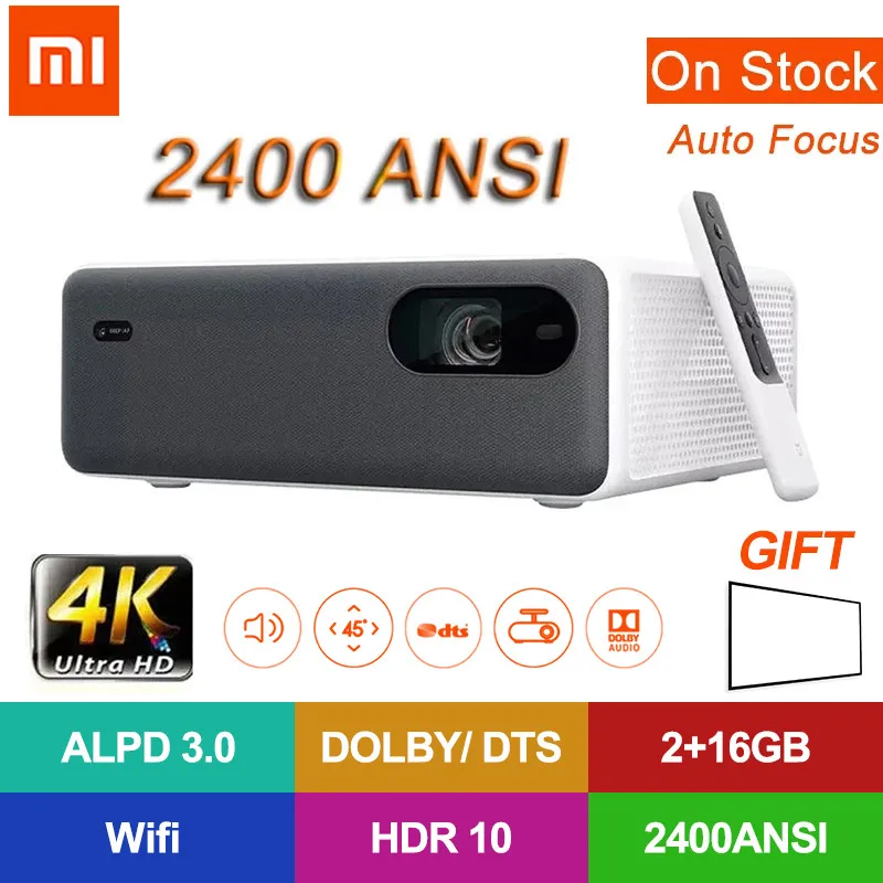 Лазерный проектор XIAOMI Mijia ALPD3.0 2400 ANSI люмен 4k макс. экран 150 дюйма Wi Fi bluetooth двойной