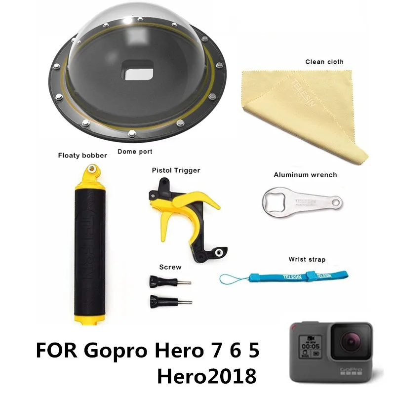 hero 7 6 5 dome Аксессуары TELESIN 3 Модель водонепроницаемый корпус купол порт для Gopro Session для Gopro Hero 7 6 5 камера DJI крепление - Цвет: hero 7 6 5 dome