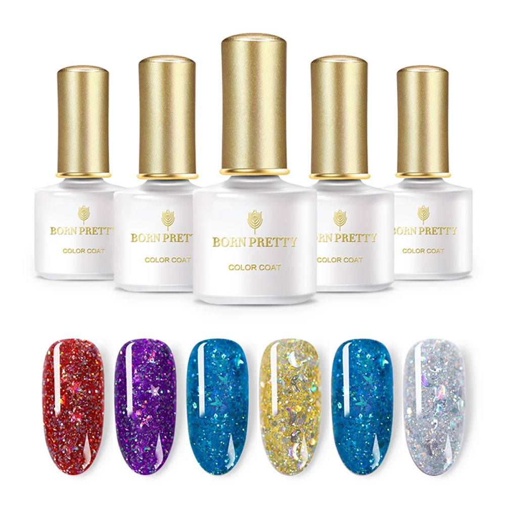 BORNPRETTY Star Moon Rhinestone UV Gel Varnish Nail Polish Glitter Sequins Shiny Soak Off Phototherapy DIY Art | Красота и здоровье