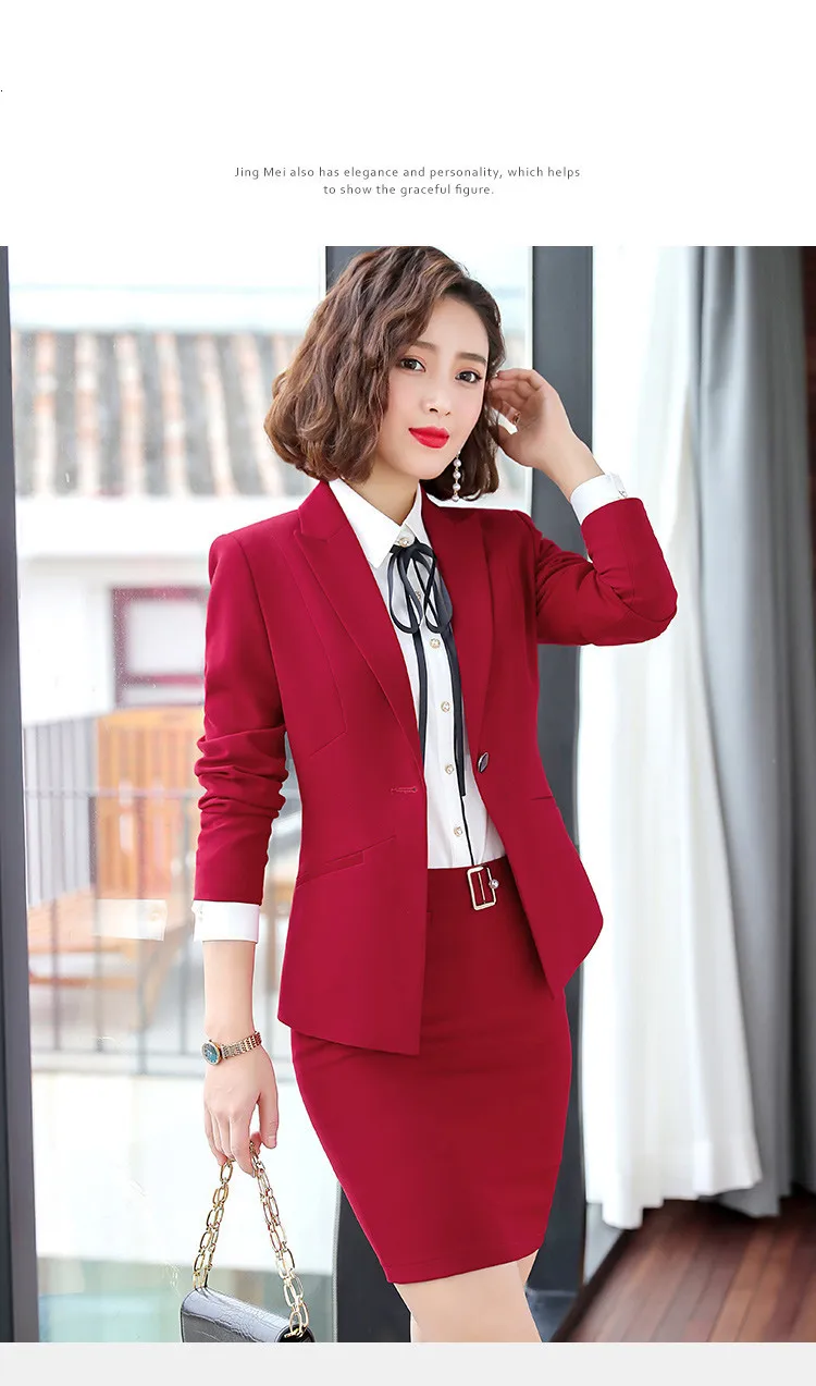 Fashion Women Long Sleeved Jacket Dress Slim Skirt Suits Two Pieces Together Large Office Lady Working Clothes Maternity