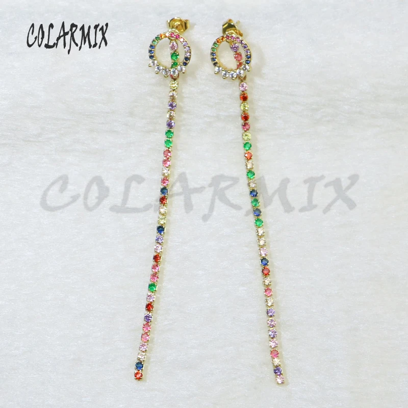 6 Pairs Zircon earrings long chain gift for lady fashion elegant jewelry Party 5823 | Украшения и аксессуары