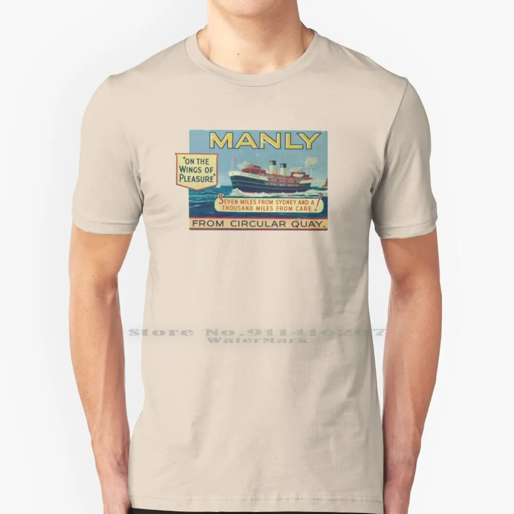 Винтажная Футболка Manly с паром 100% чистый хлопок мужская пляжная австралийская |