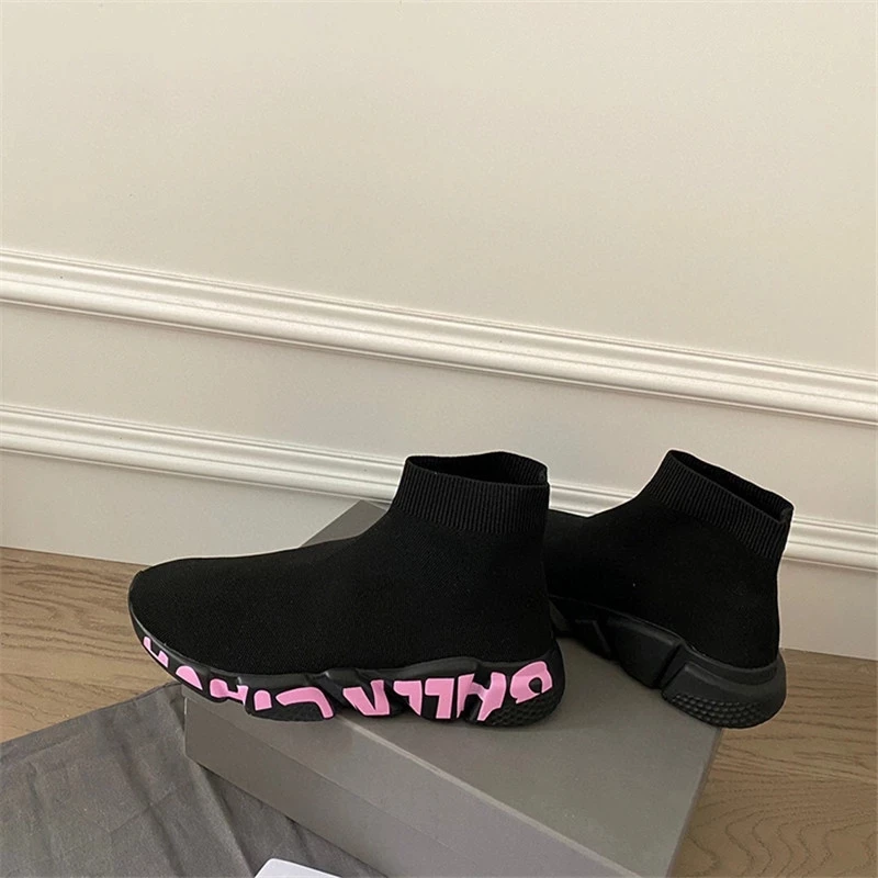 

Letter Socks And Elastic Soles For Women Autumn And Winter Graffiti Style Casual Shoes European And American Style