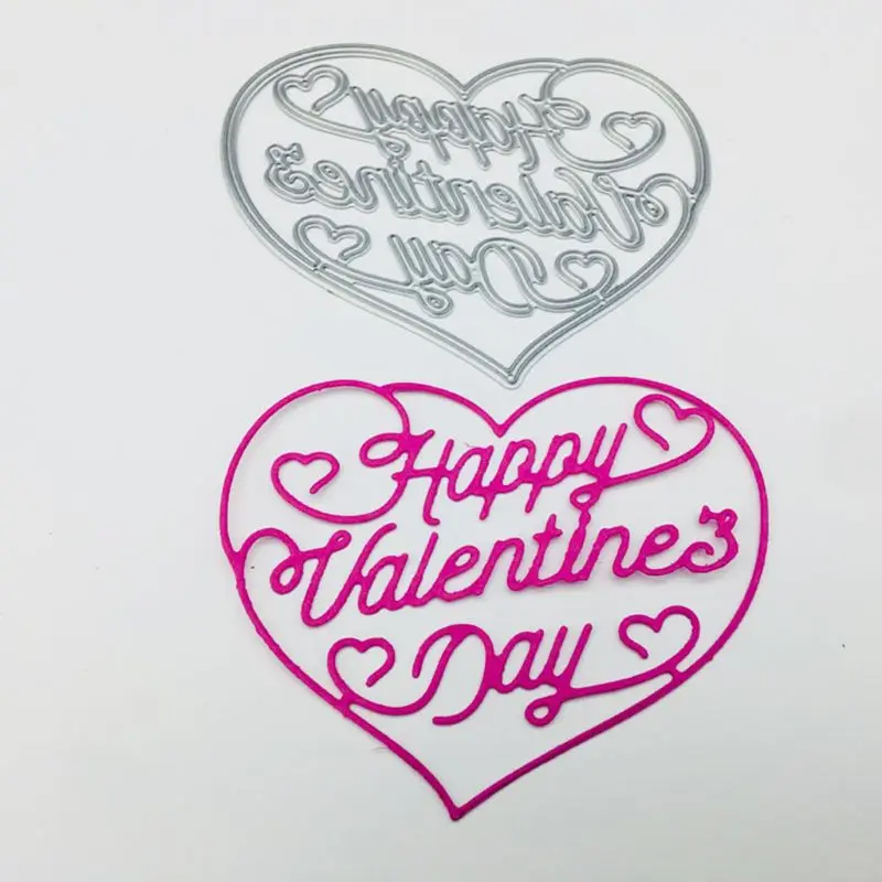 

P82C Heart Happy Valentines Day Metal Cutting Dies Stencil Scrapbooking DIY Album Stamp Paper Card Embossing
