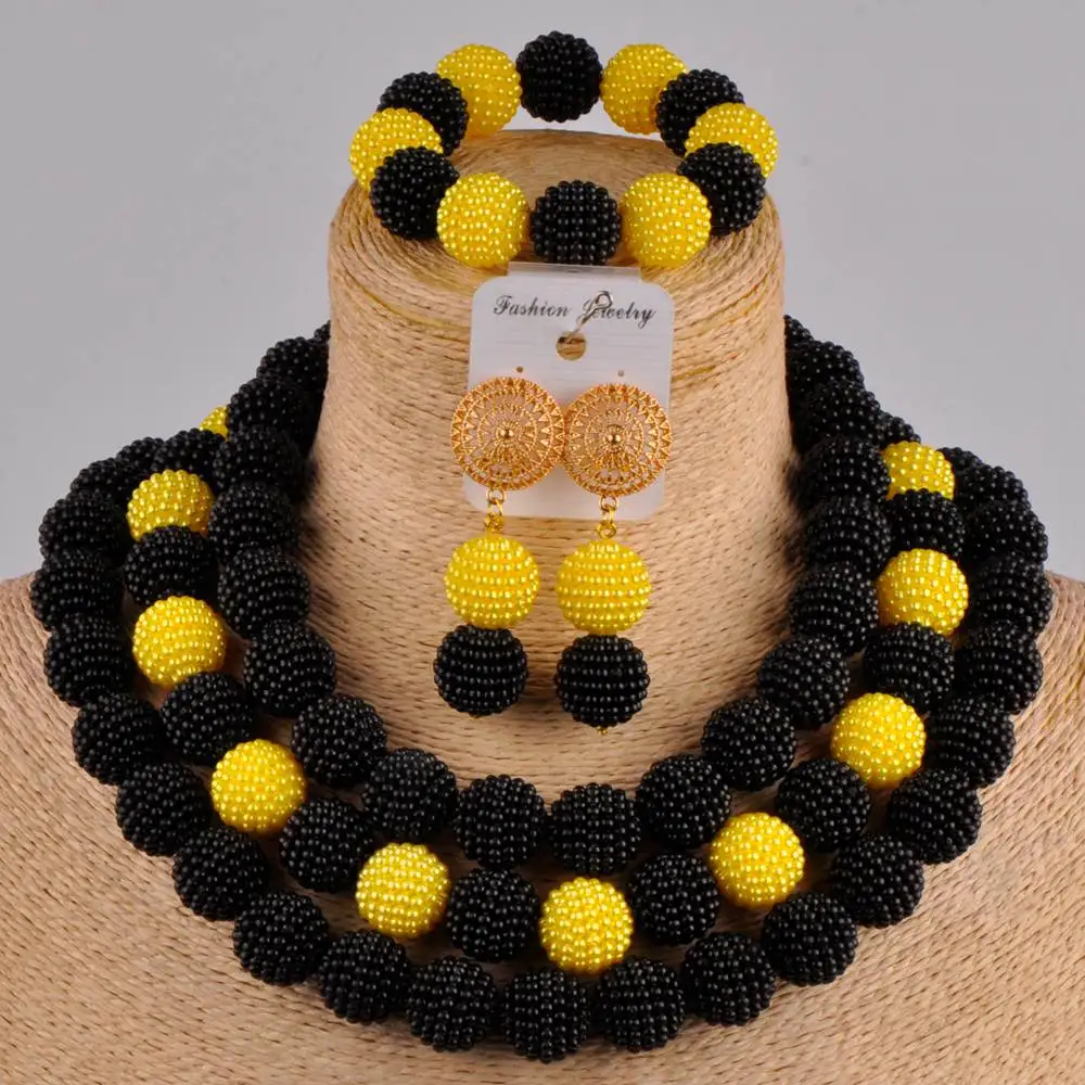 Королевский синий желтый костюм ожерелье африканские бусы ювелирный набор