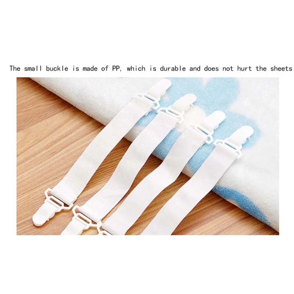 4 Pcs White Bed Sheet Mattress Cover Blankets Home Grippers Clip Holder Fasteners Elastic Straps Fixing Slip-Resistant Belt 28 | Дом и сад