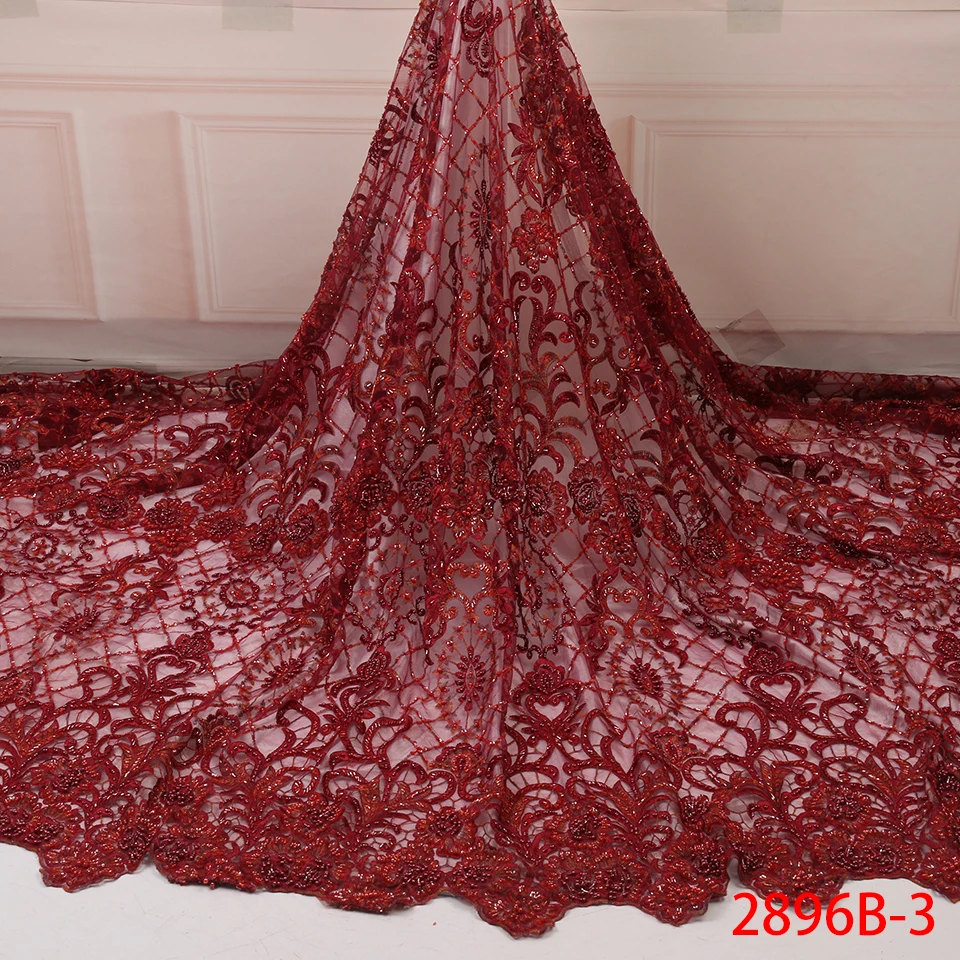 

Heavy Beaded Tulle Embroidery Handmade Beaded Bridal Fabric Hot Sale 2019 Latest Style Cloth Materials Handmade Fabric AMY2896B
