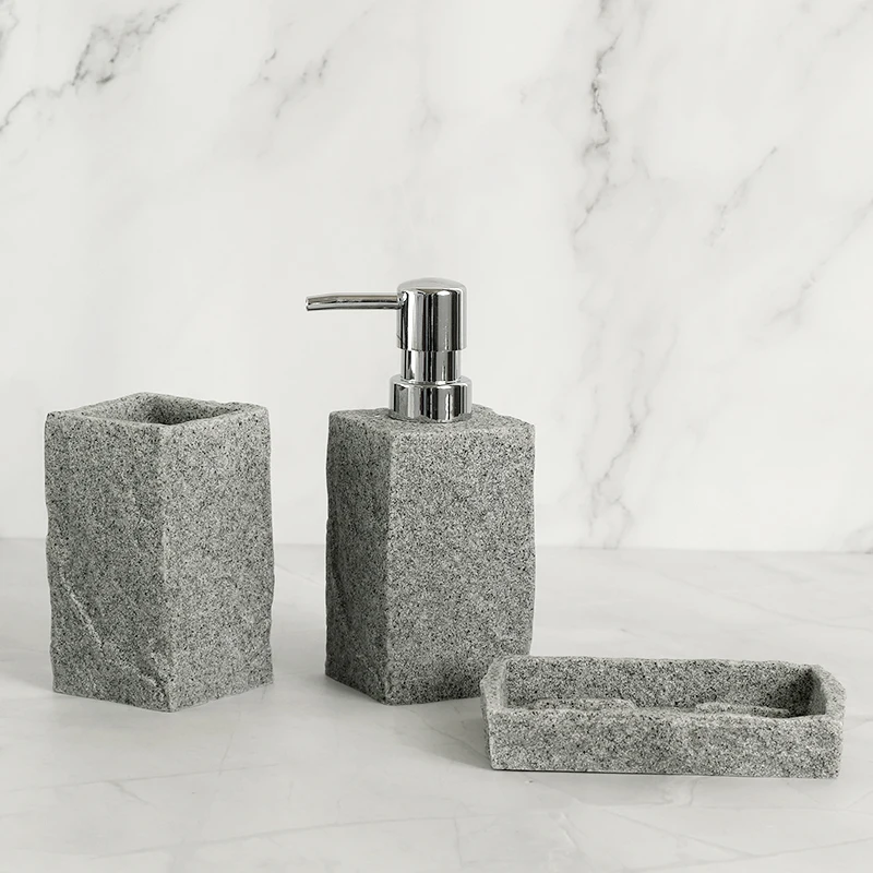 bathroom accessories set imitati granite resin iiquid soap dispenser toothbrush holder cup soap dish toilet brush holder free global shipping