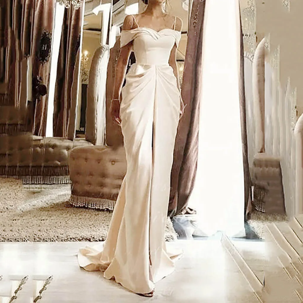 Женское платье макси в стиле бохо элегантное белое на бретельках женское