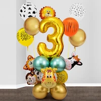 safari jungle birthday party balloon animal aluminum film number balloon column for kid birthday baby shower decoration supplies
