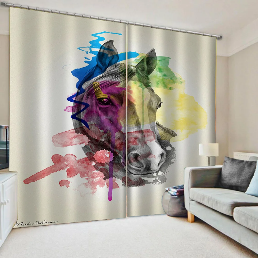 

Customized size Luxury Blackout 3D Window Curtains For Living Room horse curtains Drapes Cortinas