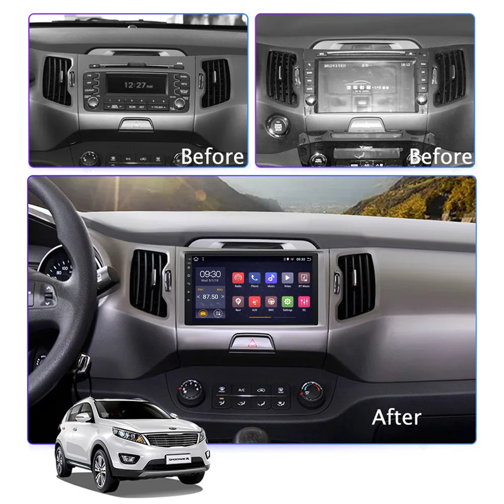Автомагнитола coche для KIA Sportage R android 2 ГБ + 32 8 ядер 2010 2011 2012 2013 2014 2015 2016 автомагнитола
