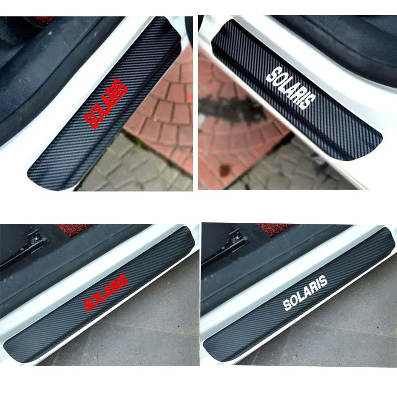 4 шт. виниловые наклейки из углеродного волокна Накладка на порог автомобиля для