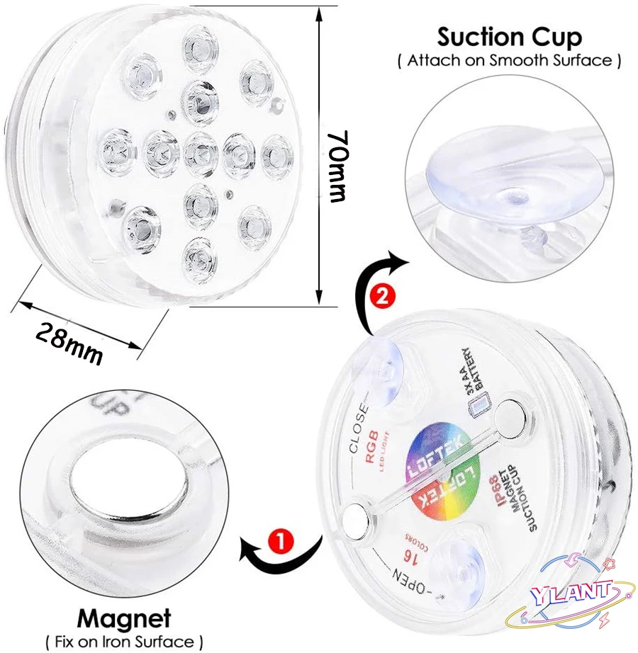 

NEW Upgraded IP68 Magnet RGB Submersible Light 13LEDs Underwater Night Lamp Outdoor Vase Bowl Pond Swimming Pool Decor Lamp
