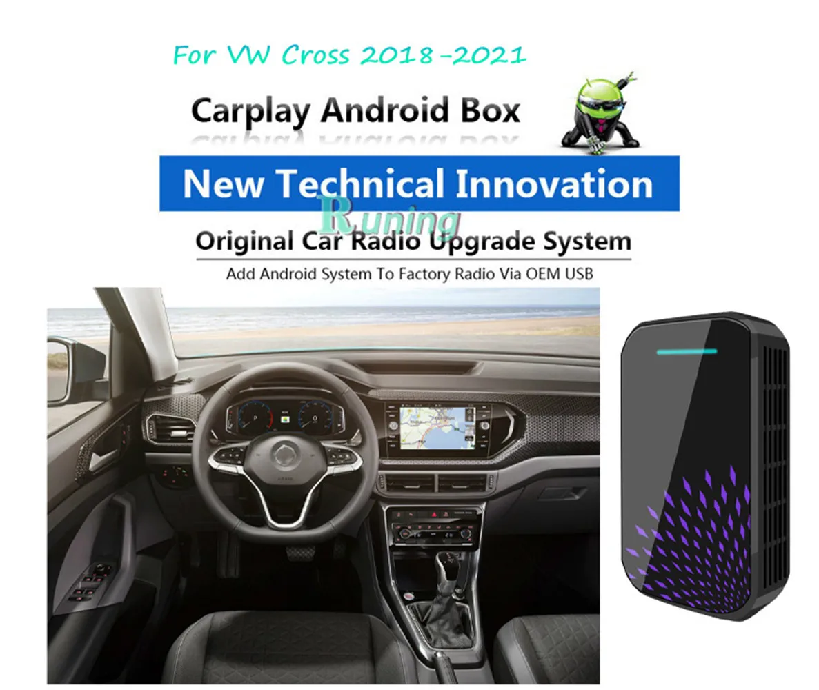 

Upgrade Radio Car Android Stereo USB Carplay Box For VW Cross 2018-2021 Car Multimedia Player BT GPS Navigation Plug and Play