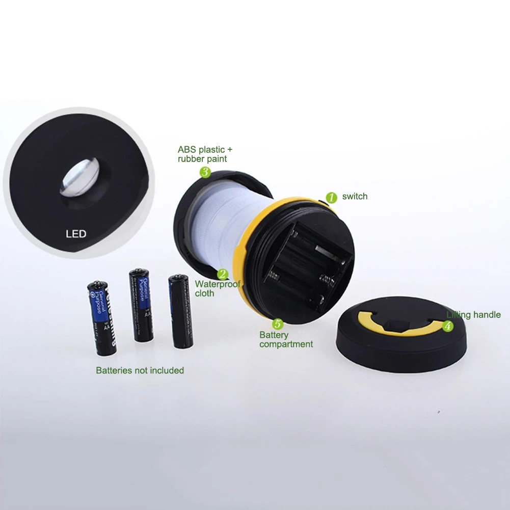 Fortable Outdoor Flashlight Retractable LED Camping Light Lantern Torch Tent Lamp with Foldable Hook For Emergency | Спорт и