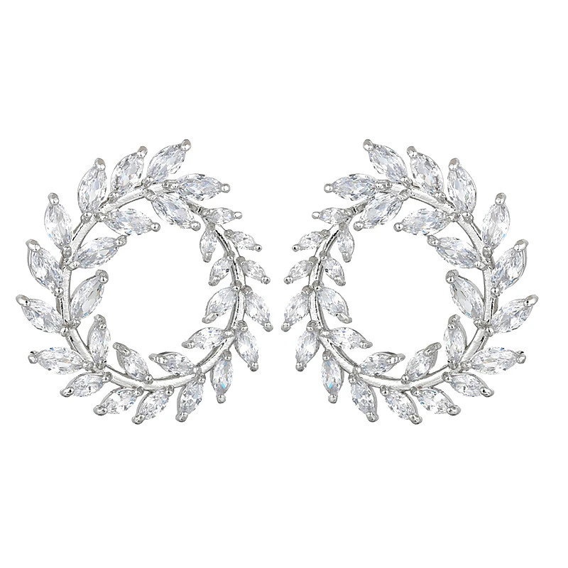 

S925 Silver Needle Earrings For Women 2020 Trend European American Style Copper Zircon Web Celebrity Atmosphere Eardrop