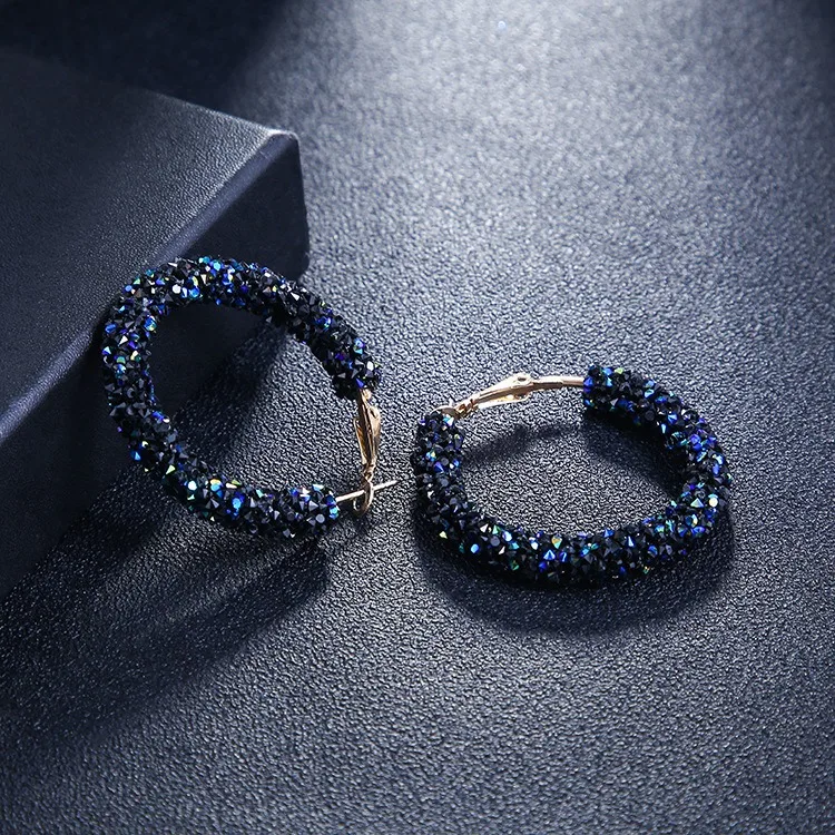 Корейские круглые хрустальные крупные серьги с подвесками для женщин Женские