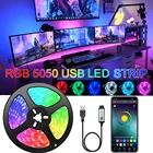 Светодиодная лента, USB 5 В, Bluetooth, RGB 5050, фотолента для подсветильник Ки телевизора, настольного экрана, фонового освещения, Диодная лента