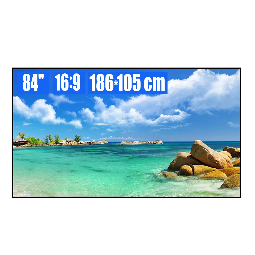 

ALR Ambient Light Rejecting Fixed Frame Projection Screen 84" Ultra-Narrow Border Black Crystal Anti-Light Projector Screen