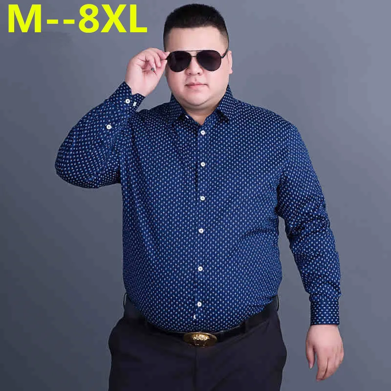 10XL 8XL 6XL мужские рубашки хлопковые модные повседневные с длинным рукавом топы