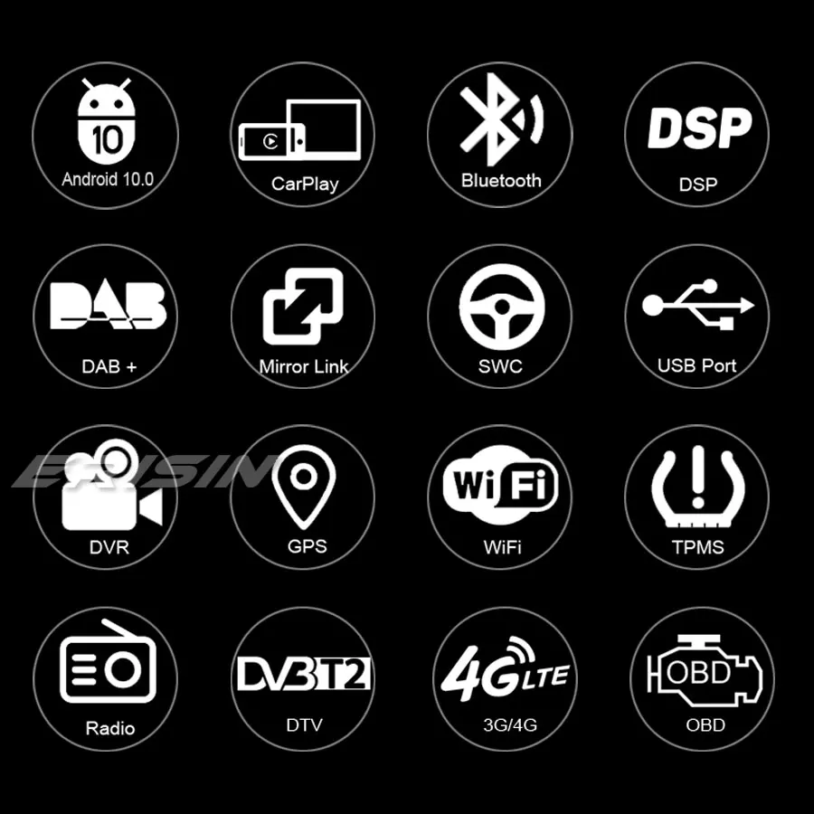 Erisin ES4283A 8 &quotAndroid 10 0 автомобильный стерео DSP радио CarPlay WiFi DAB + Bluetooth USB 4G RDS OBD SWC для AUDI