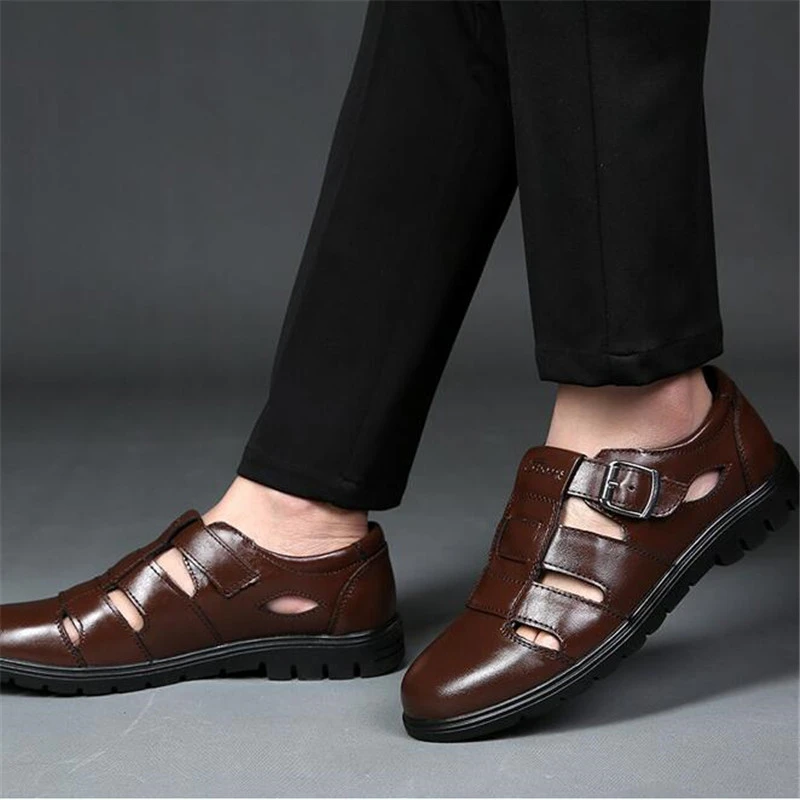 Casual Shoes Men Sandals Leather Real Male Office Mens Summer Fashion Comfortable Sandali Gladiatore Uomo | Обувь