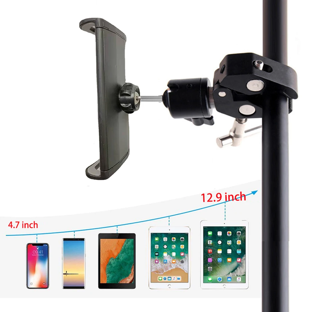 Universal Tablet Desktop Mic Holder For Microphone Stand Mobile Phone Mount Ipad Iphone 4.5 to 12.9 inch Car bracket | Электроника