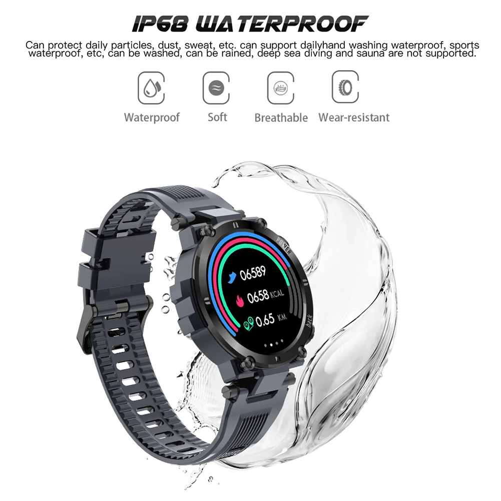 

Smart Watch 1.3 inch Fitness Tracker Blood Pressure Message Push Heart Rate Monitor Clock IP68 Waterproof Full Touch Smartwatch
