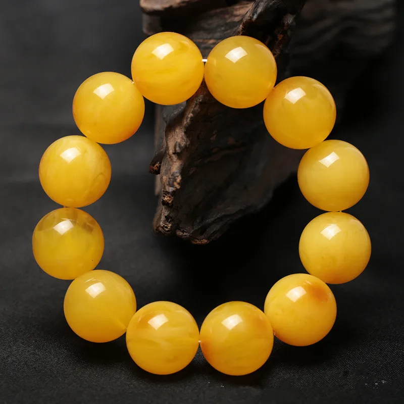 Натуральный Лак старые бусы с пчелиным воском браслет Baltic SeaYellow мужские и женские