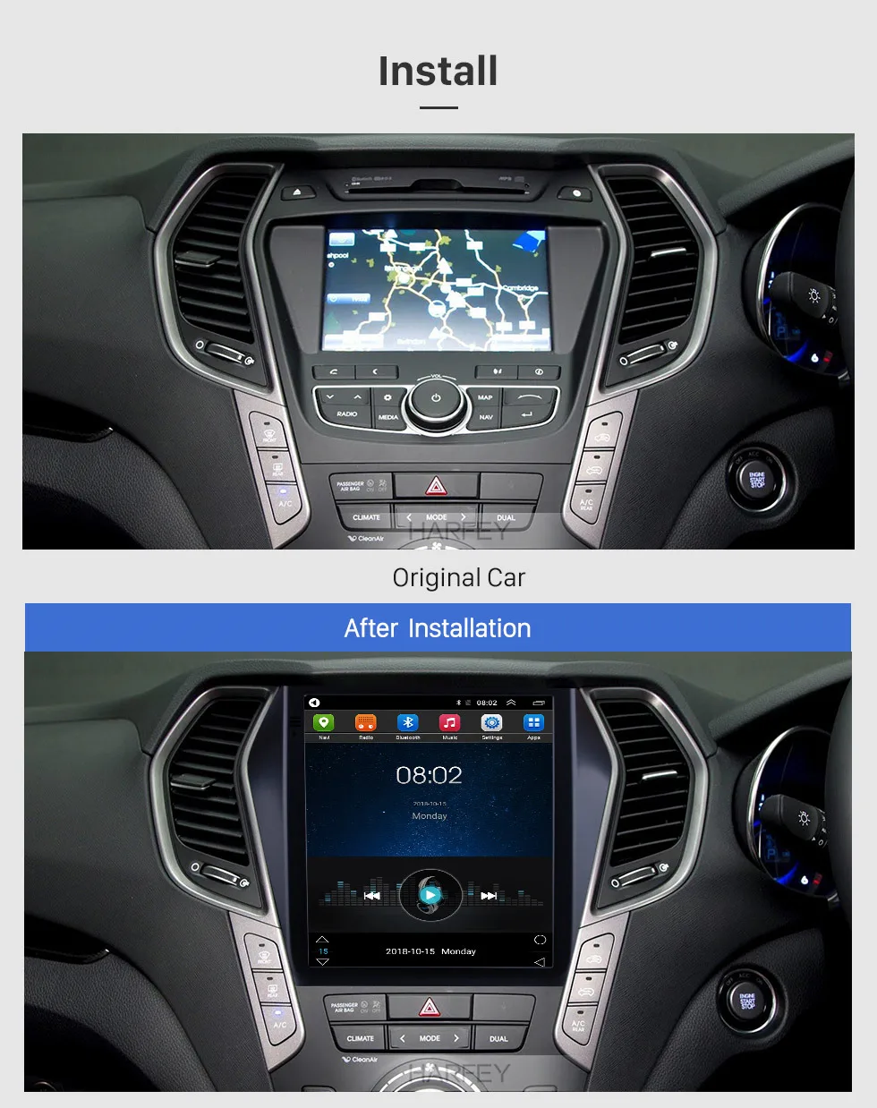 Harfey для hyundai Santafe IX45 gps навигация Android 9,1 радио цифровой ТВ головное устройство 9," 4G LTE автомобильный автопроигрыватель
