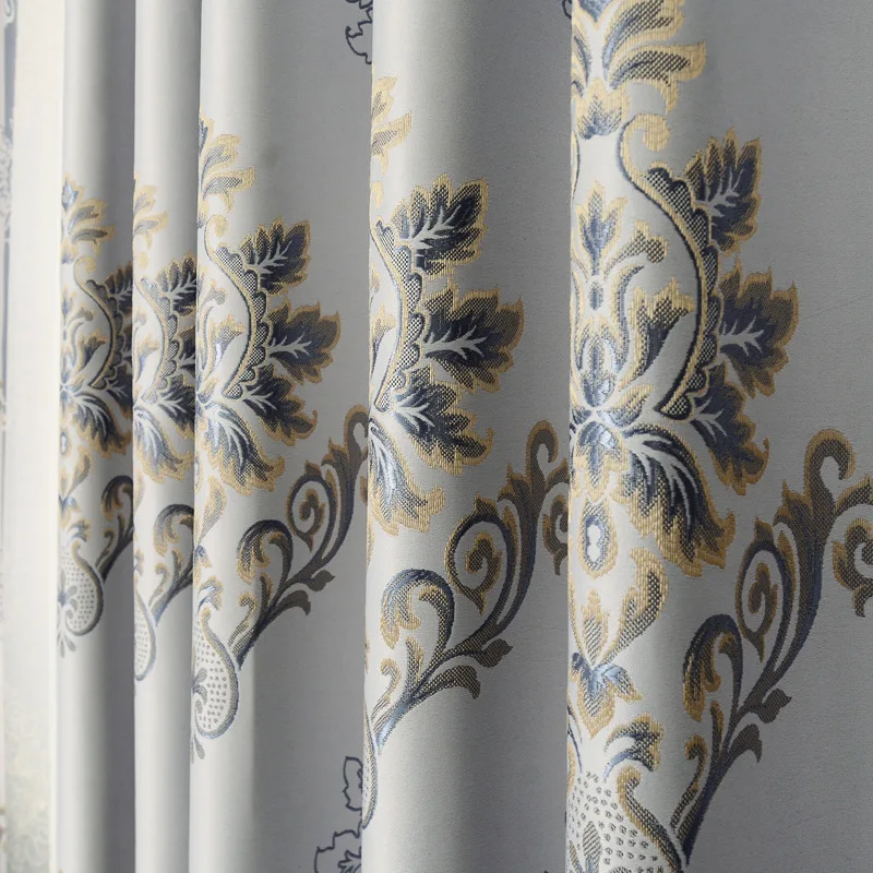 Затемняющие шторы жаккардовые плотные занавески серого цвета фиолетового для