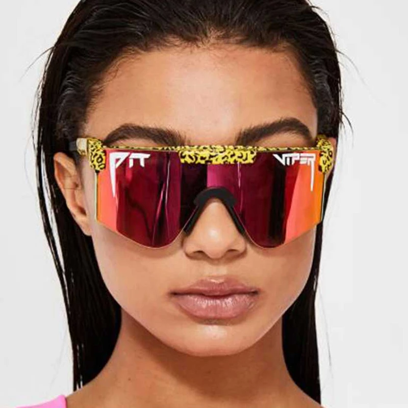 

New Pit Viper Oversized Sunglasses Men Women Cycling Glasses TR90 Frame Green Mirrored Lens Oversized Windproof Polarized Glasse