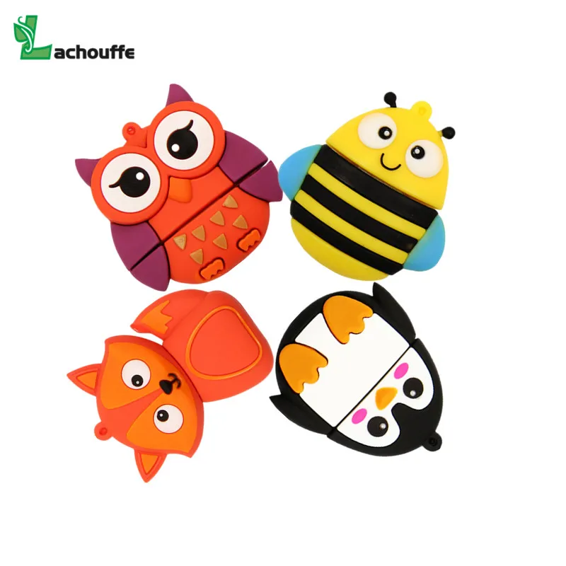 Usb флеш-накопитель в виде милого пингвина совы лисы флешка с мультяшным рисунком