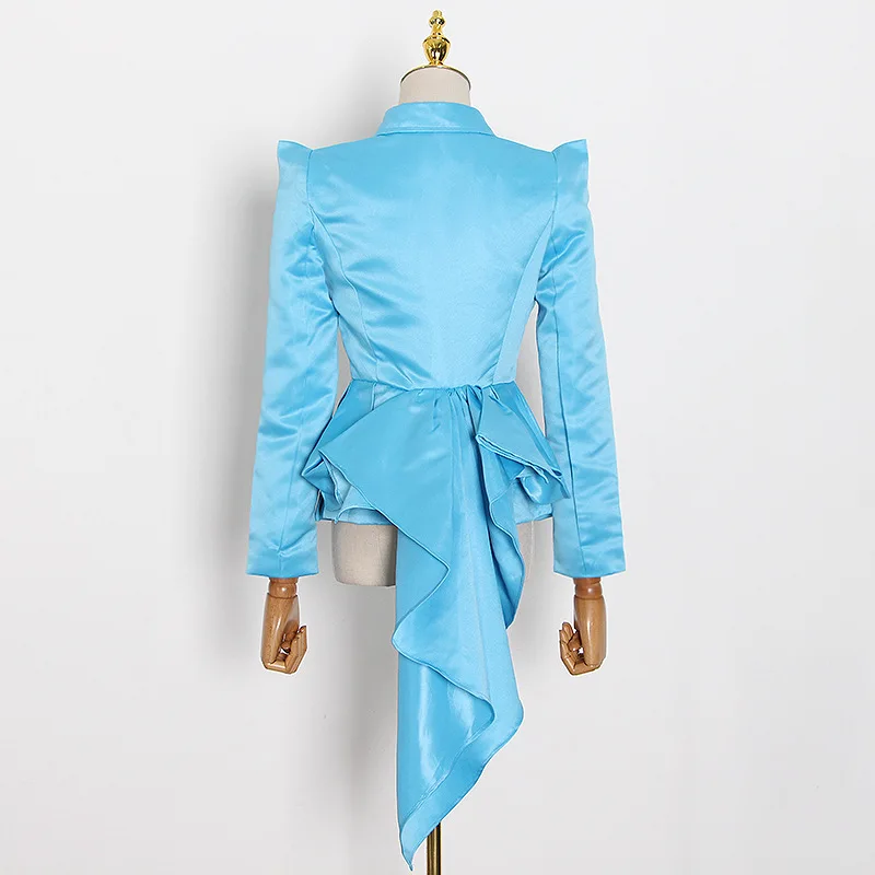 

Coats and Jackets Women 2021 Autumn New Fashion Retro Lapel Single-breasted Design Irregular Back Jacket