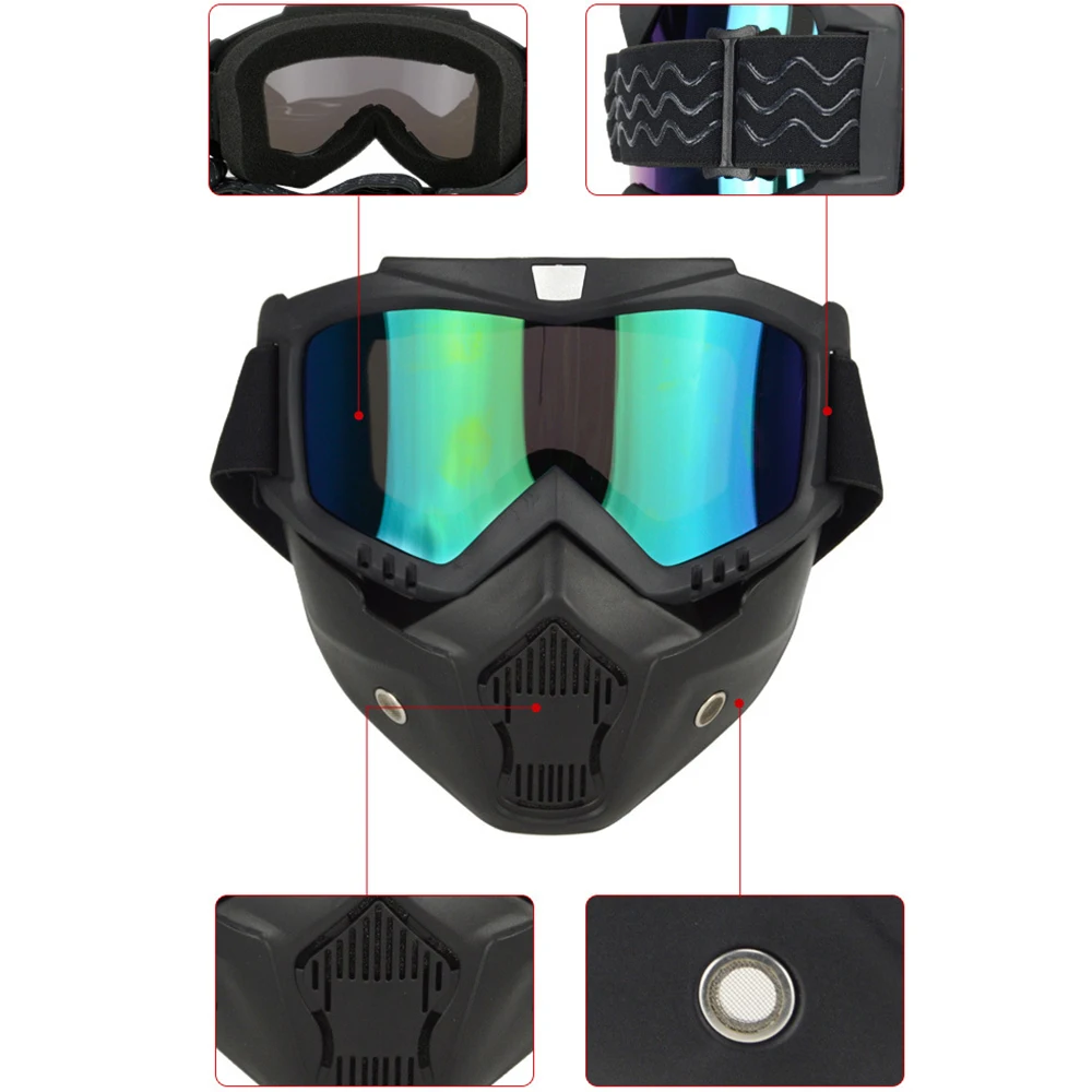 

Motocross Goggles Glasses Face Dust Mask Safety Windproof Ski Climb Motorcycle Goggles Mask Mouth Filter for Open Face Helmets