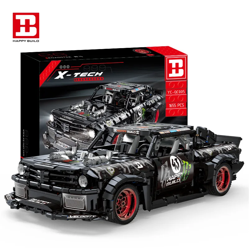 

1655 PCS YC-QC005 Science Technology Electric Remote Control Ford Mustang Hoonicorn V2 Model Race Car Blocks Kid Toys for Kids