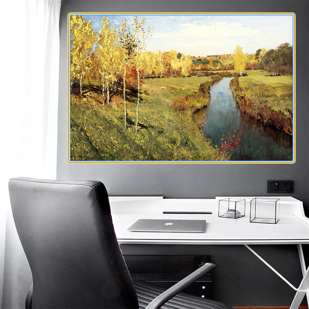 Цитон Левитан Исаак Илич Golden Золотая осень Canvas холст картина маслом