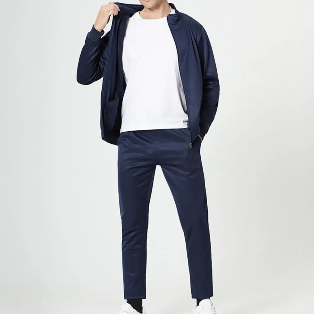 

2 Pcs/Set Autumn Tracksuit Smooth Long Sleeve All Match Wear-resistant Pants Suit Autumn Suit for Daily Wear