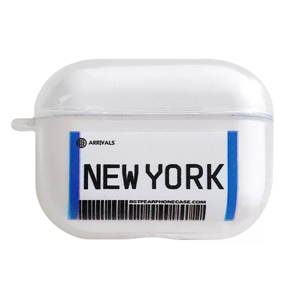 

Luxury Air Tickets soft silicone clear Case for Airpods 2 Case INS City Label Bluetooth Headset Protective Cover For AirPods 1 2