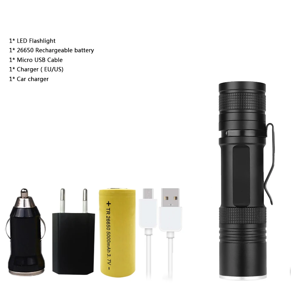 Package F Litwod Z90 XLamp xhp50.2 Мощный usb светодиодный фонарик Zoom torch обновление 18650 26650 фонарик с подзаряжаемой батарейкой кемпинг - Испускаемый цвет: Package F