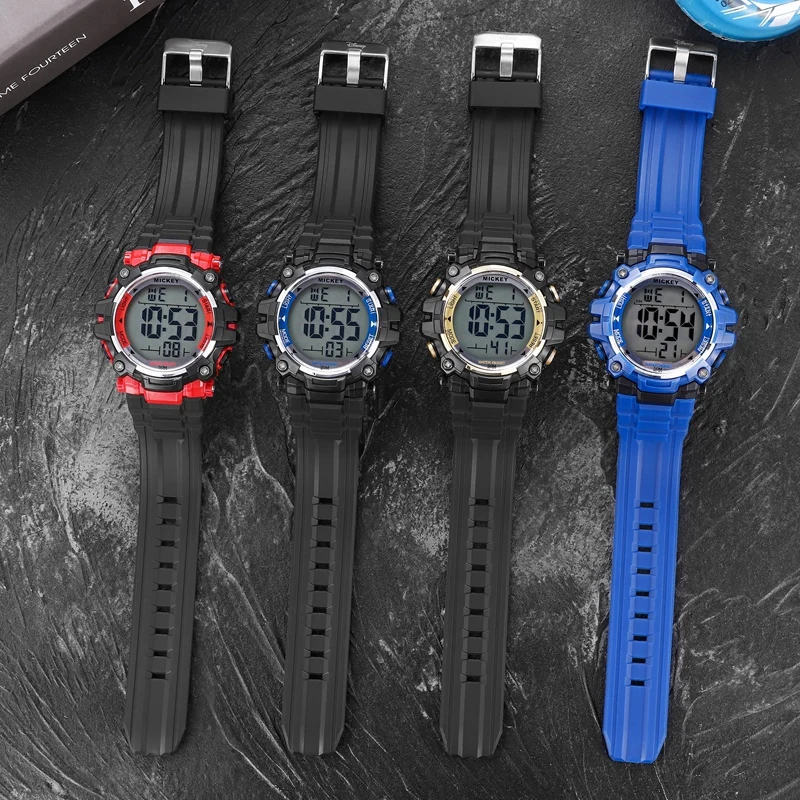 

Children Sport Style Watch Kids Digital Clock 5ATM Waterproof Wristwatch Teen Fashion Time Student Hour Pu Strap Smart Mickey