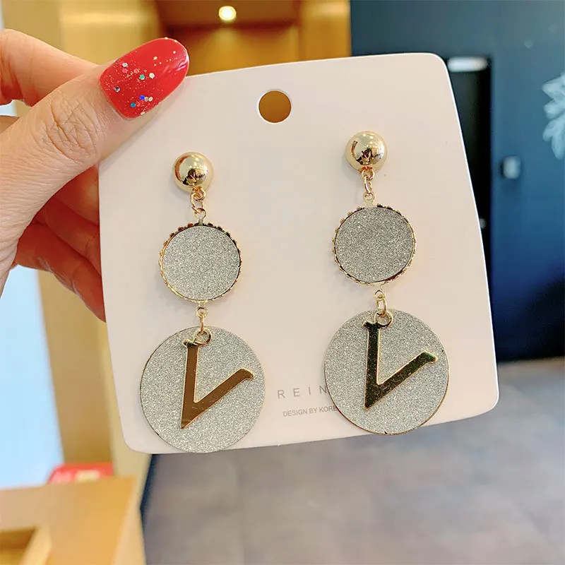 

Women's Geometric Drop Earrings 2021 New Round Pendant Earrings Party Jewelry Gift Golden Fashion Trendy Wedding Earrings