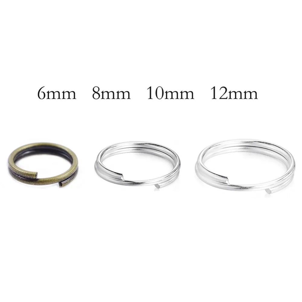 

400pcs 6mm 8mm 10mm 12mm Silver Color Plated 2 loops Double Split Rings Key Rings Open Jump Rings For DIY Jewelry Making