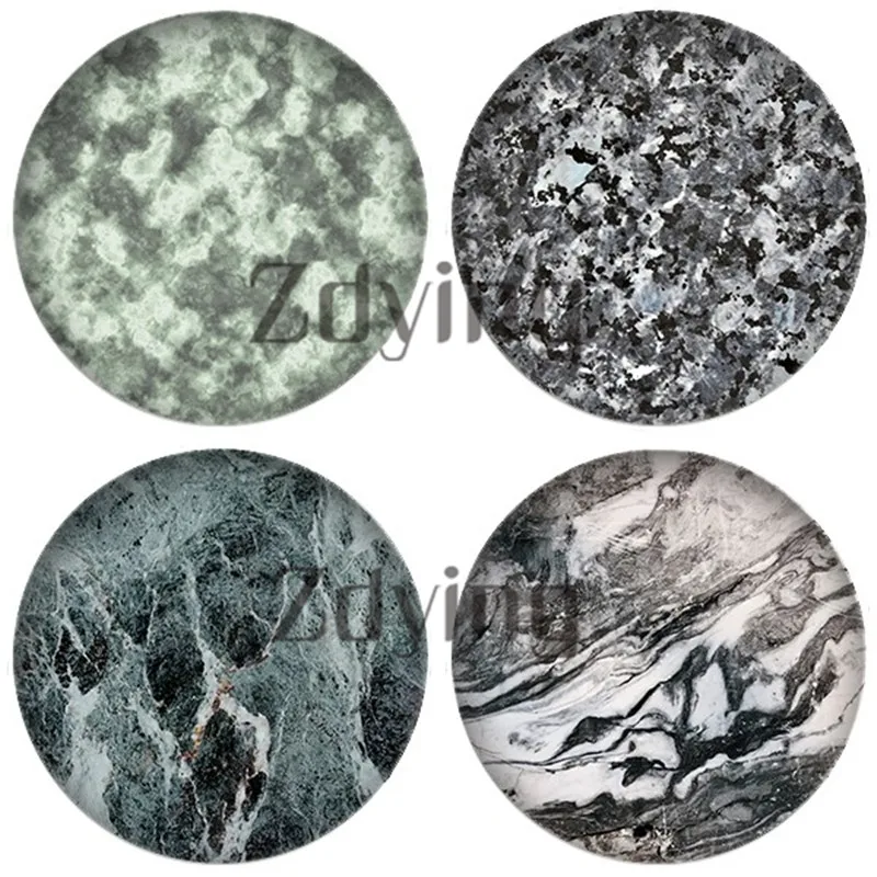 Zdying 10pcs/lot Marble Stone Stripe Pattern Round Glass Cabochon Photo Dome Beads Demo Flat Back Making Jewelry Findings | Украшения и