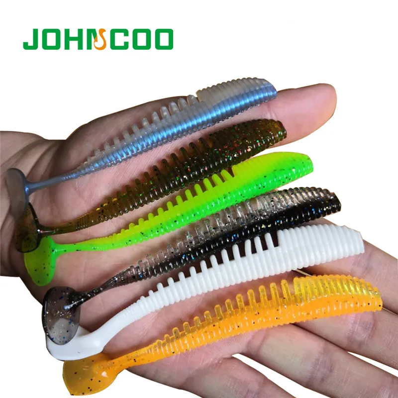 JOHNCOO 5 шт. мягкая рыболовная приманка 100 мм силиконовая плавающая для окуня яркая