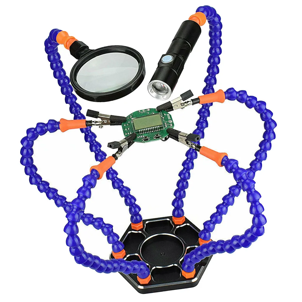 Гибкая рука светодиодный Лупа подставка для паяльника стол зажим третьей помощь